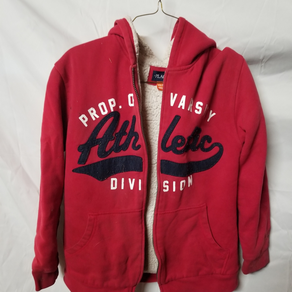 PALACE Red Sherpa-Lined Zip Hoodie Jacket